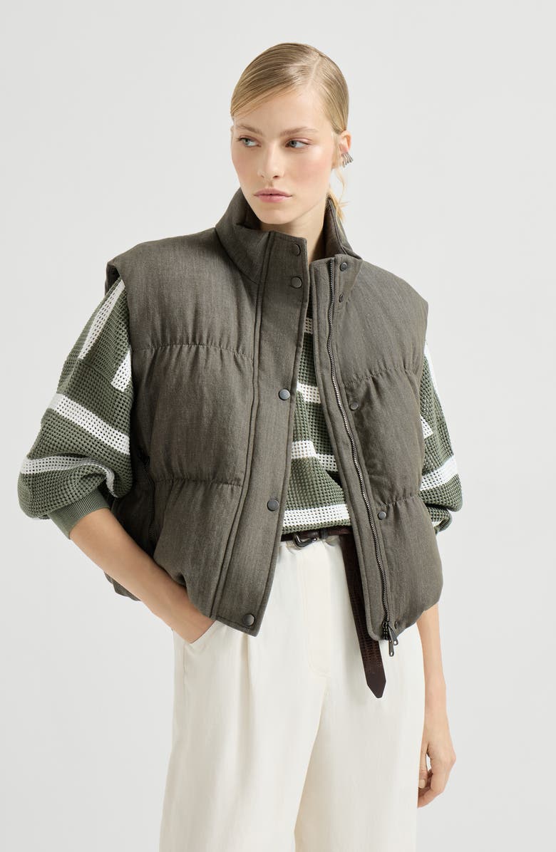 Brunello Cucinelli Down vest, Alternate, color, Olive