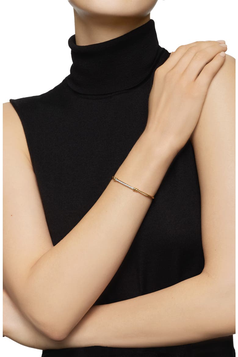 Petite Helena Cablespira® Station Bracelet with 18K Yellow Gold with Diamonds, 3mm, Alternate, color, DIAMOND/ YELLOW GOLD
