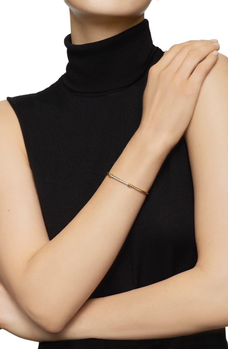 David Yurman Petite Helena Cablespira<sup>®</sup> Station Bracelet with 18K Yellow Gold with Diamonds, 3mm, Alternate, color, Diamond/ Yellow Gold