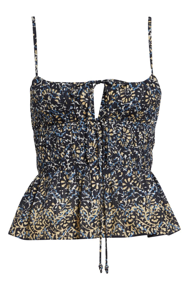 Ulla Johnson Anya Smocked Peplum Camisole, Alternate, color, Midnight Bloom