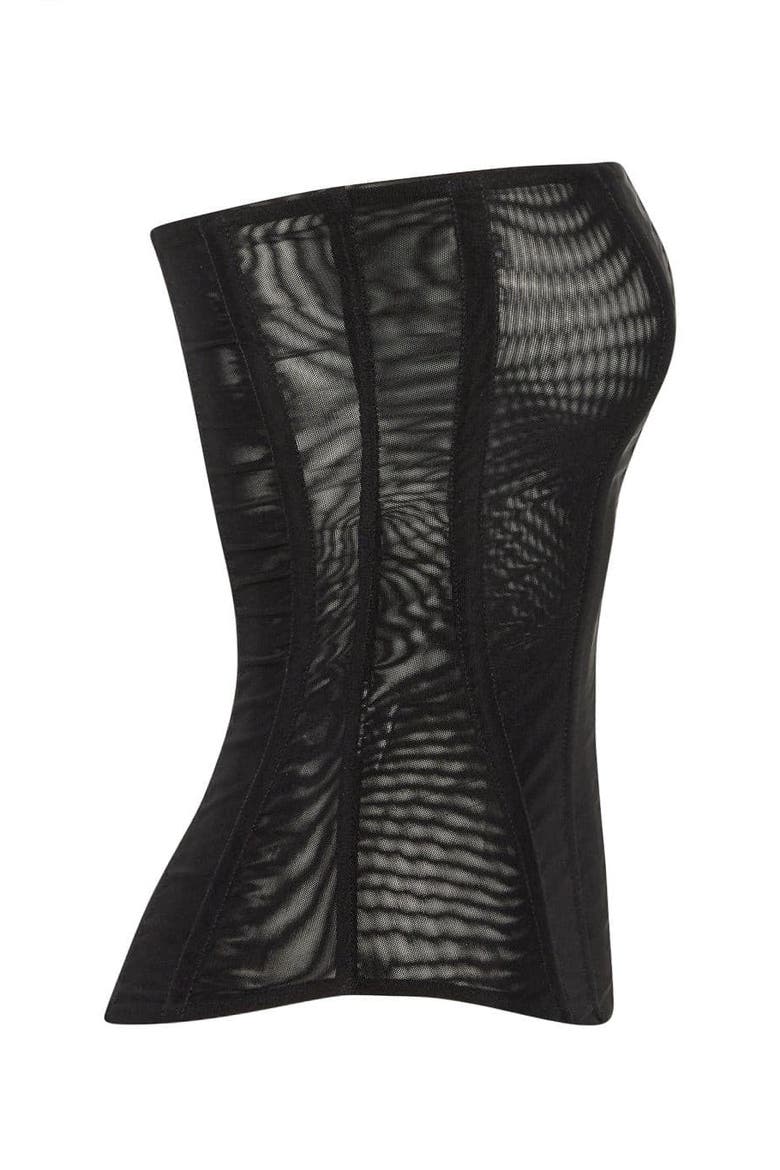 Muse Mesh Corset Top, Alternate, color, Black
