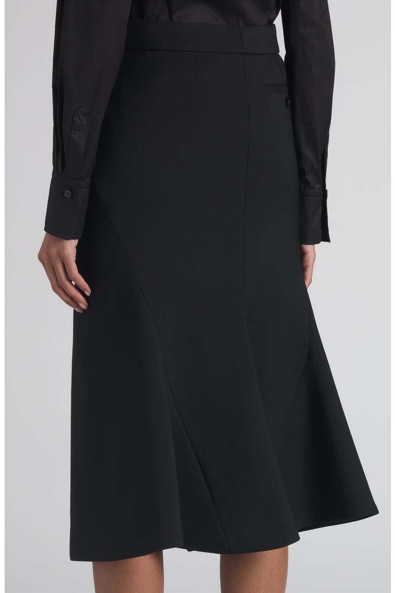 Kick Back Wool Stretch Gabardine Midi Skirt, Alternate, color, BLACK