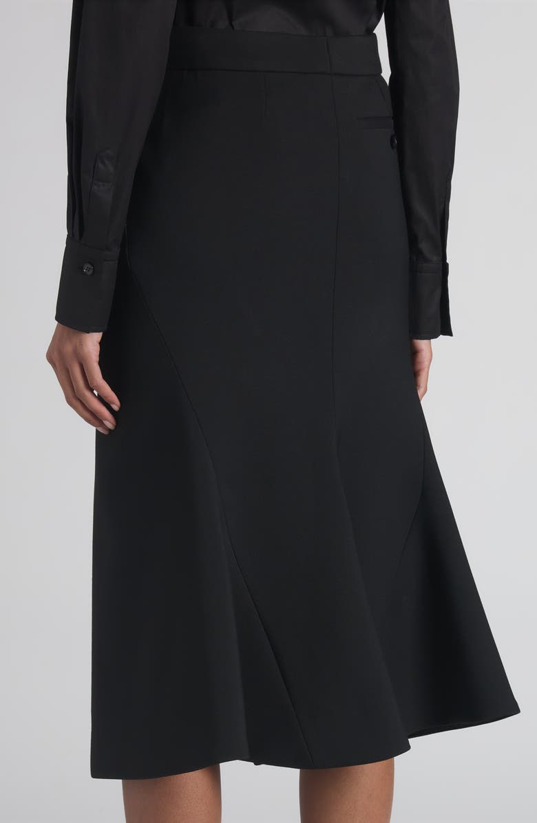 McQueen Kick Back Wool Stretch Gabardine Midi Skirt, Alternate, color, Black