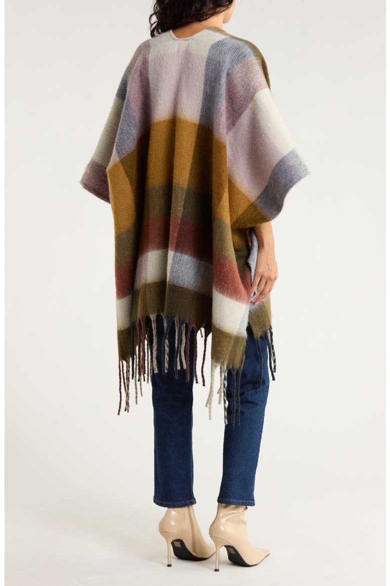 Cozy Blanket Ruana, Alternate, color, OLIVE PLAID COMBO