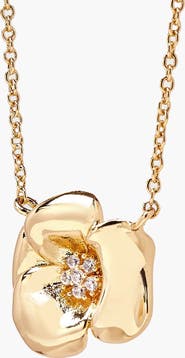 YOJ Lulu Flower Pendant Necklace in Gold and Crystals
