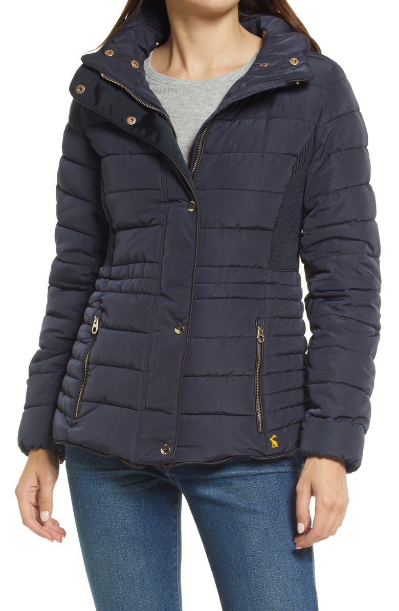 Joules Gosway Water Resistant Puffer Jacket with Removable Hood & Faux Fur Trim, Alternate, color, 