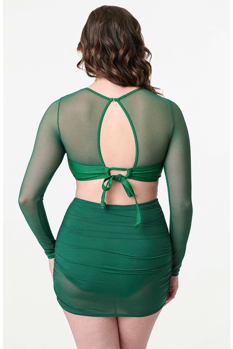 Shirred Skirt Swim Bottom, Alternate, color, Green