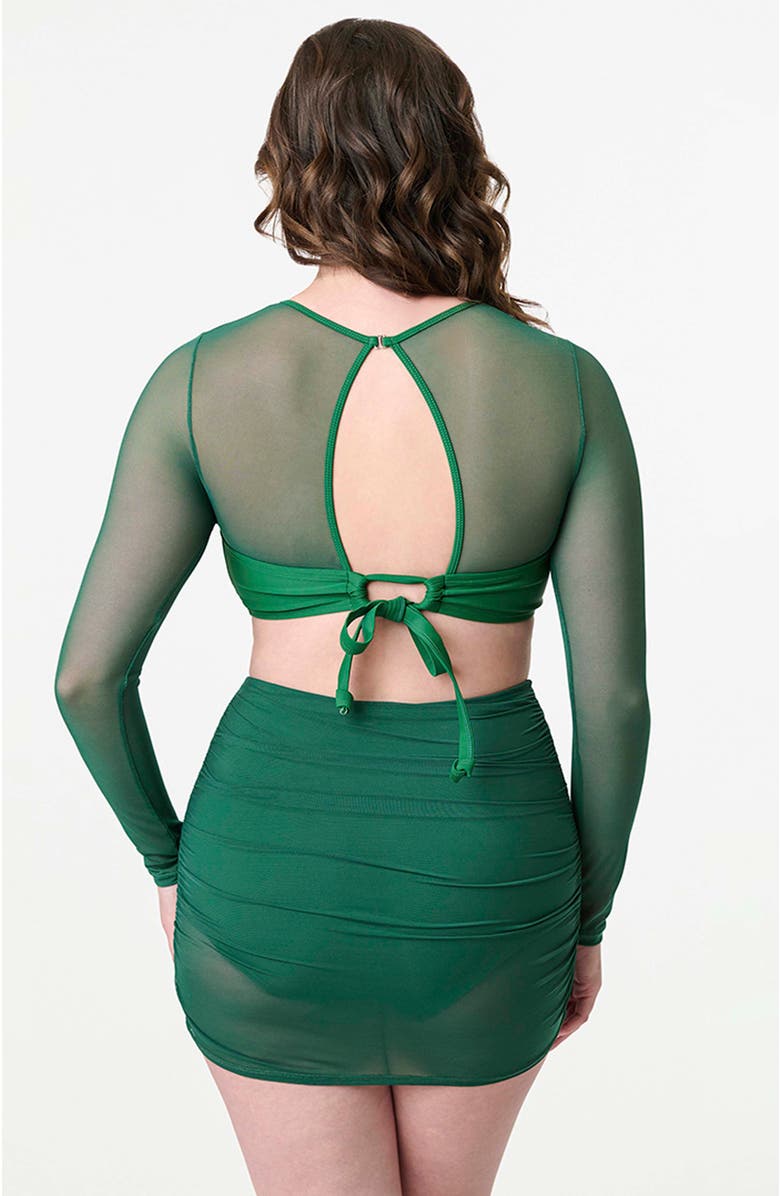 Unique Vintage Shirred Skirt Swim Bottom, Alternate, color, Green