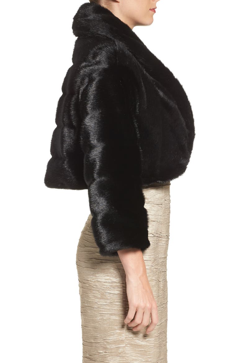 Faux Fur Bolero, Alternate, color, BLACK