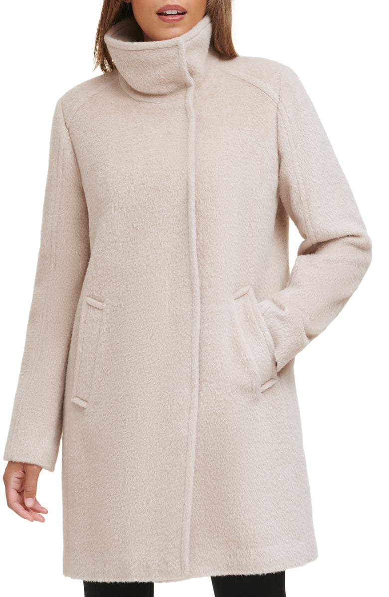 Cole Haan Stand Collar Wool Blend Coat, Alternate, color, 