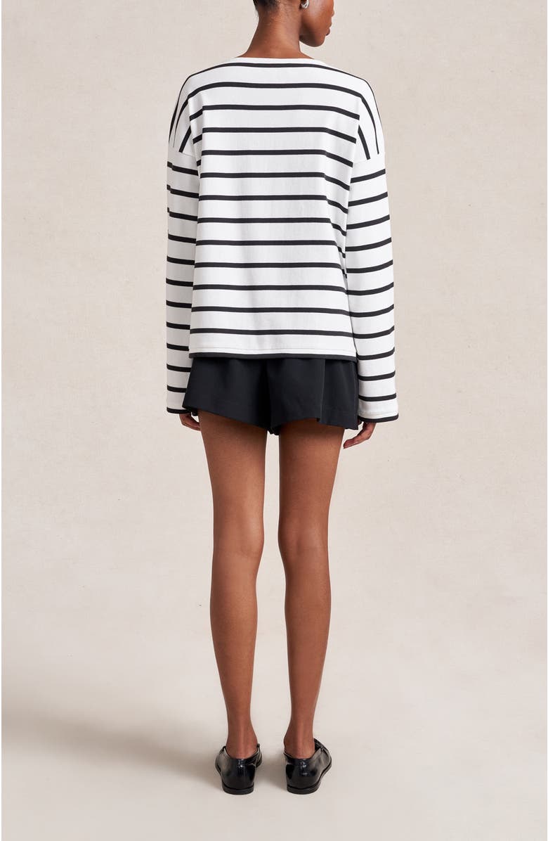 La Ligne Long Sleeve Breton Tee, Alternate, color, Ivory/Black
