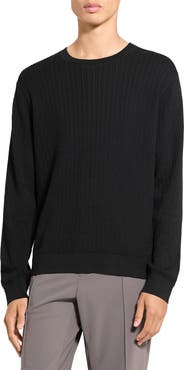 Theory Riland Cable Stitch Cotton Crewneck Sweater