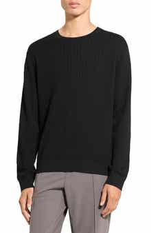 Theory Riland Cable Stitch Cotton Crewneck Sweater