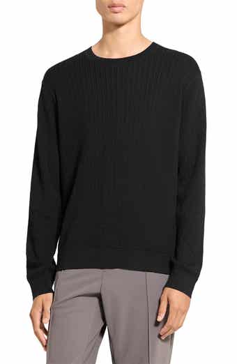 Theory Riland Cable Stitch Cotton Crewneck Sweater