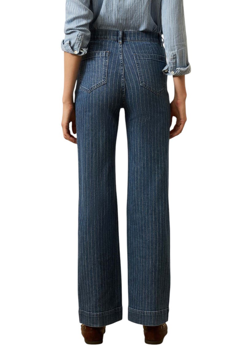 Sunwashed Striped High Waist Patch Pocket Straight Leg Jeans, Alternate, color, DUSK STRIPE WASH