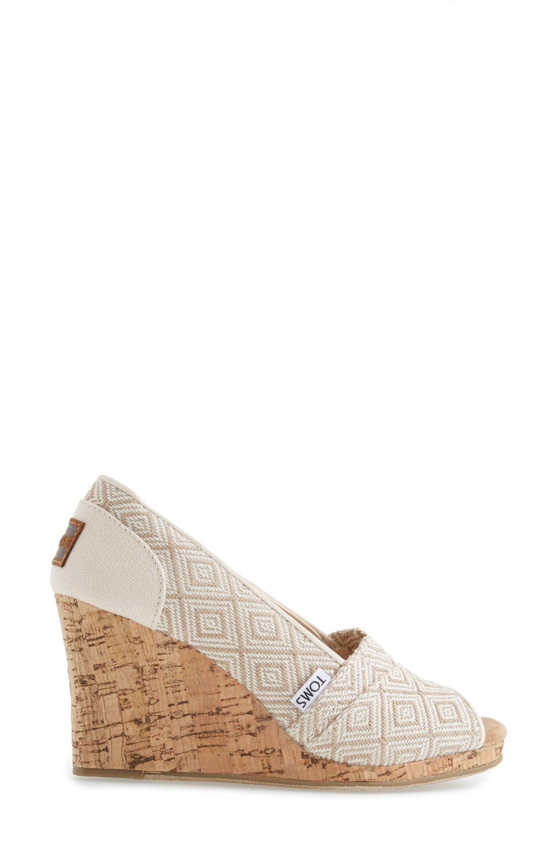 TOMS 'Classic' Woven Wedge Sandal, Alternate, color, 