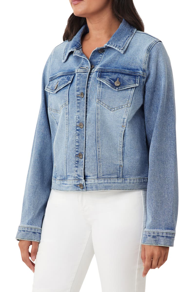 Kensie New Forever Crop Denim Jacket, Alternate, color, Marina
