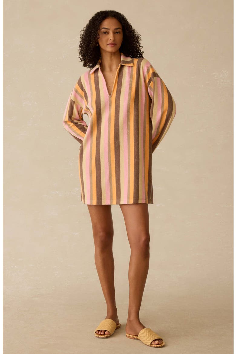 Cabana Long Sleeve Towel Terry Minidress, Alternate, color, SUN KISSED STRIPE
