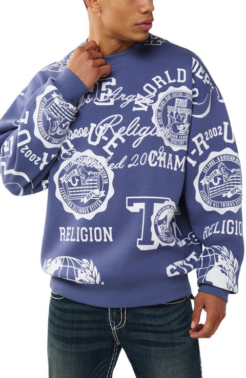 Allover Logo Oversize Crewneck Sweatshirt