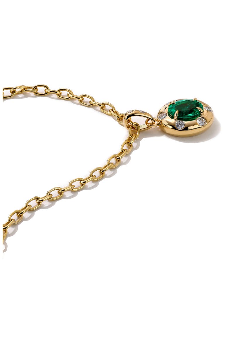Aurum Oval 18K Gold Emerald Pendant Necklace, Alternate, color, EMERALD