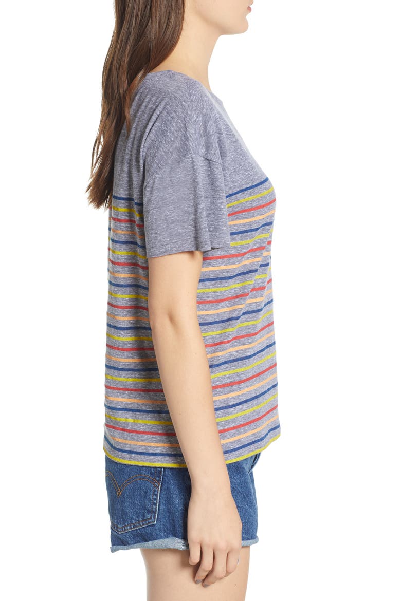 Placed Stripe Tee, Alternate, color, GREY