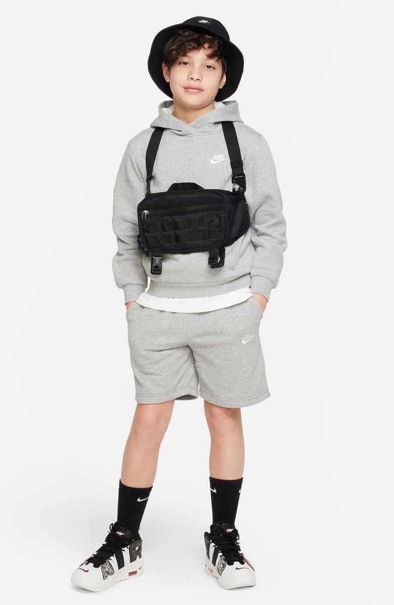 Nike Kids' Club Fleece Hoodie, Alternate, color, 063 Dk Grey Heather/White