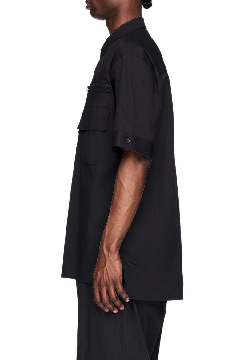 Regular Fit Cotton Blend Utility Shirt, Alternate, color, BLACK