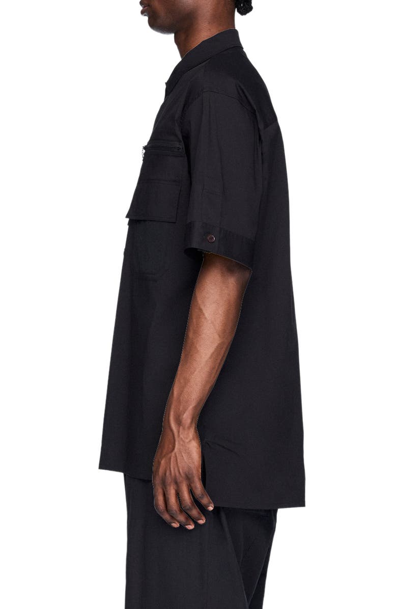 Y-3 Regular Fit Cotton Blend Utility Shirt, Alternate, color, Black