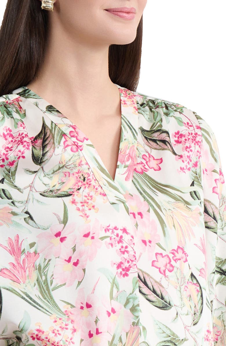 Jones New York Floral V-Neck Tunic, Alternate, color, White Sand Multi