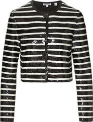 Veronica Beard Mickey Sequin Stripe Stretch Cotton Jacket