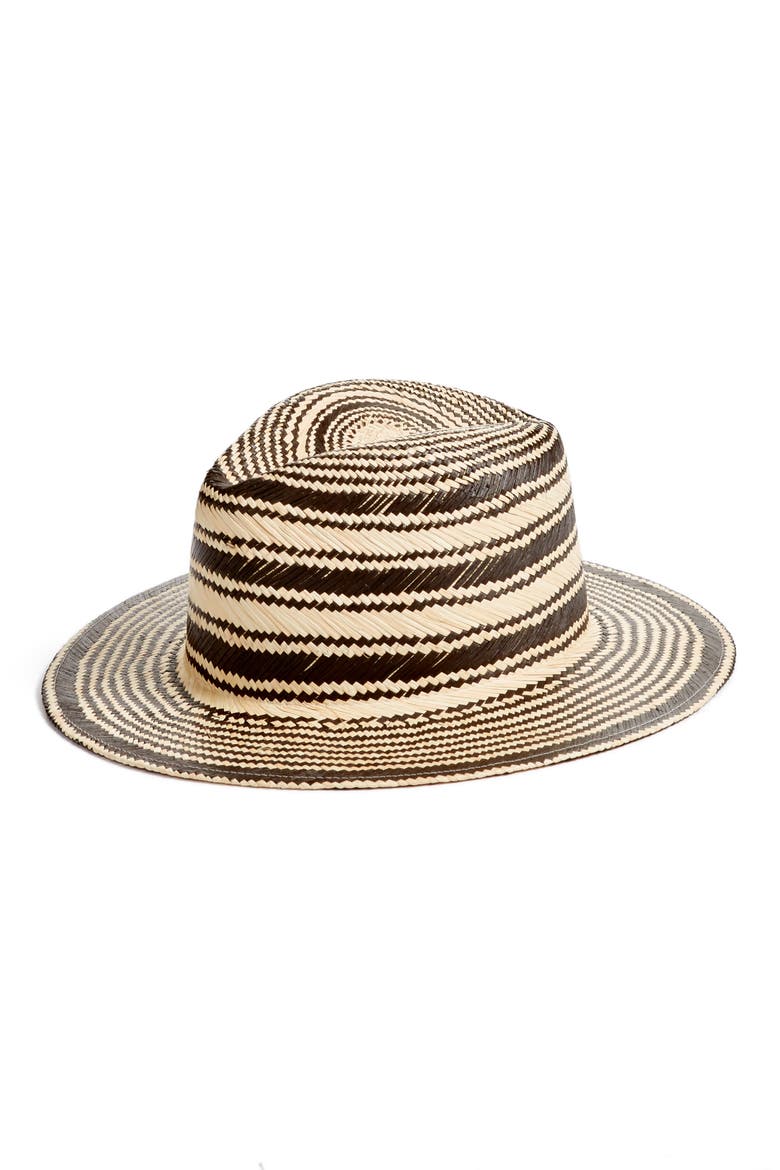 Stripe Panama Hat, Main, color, BLACK MULTI
