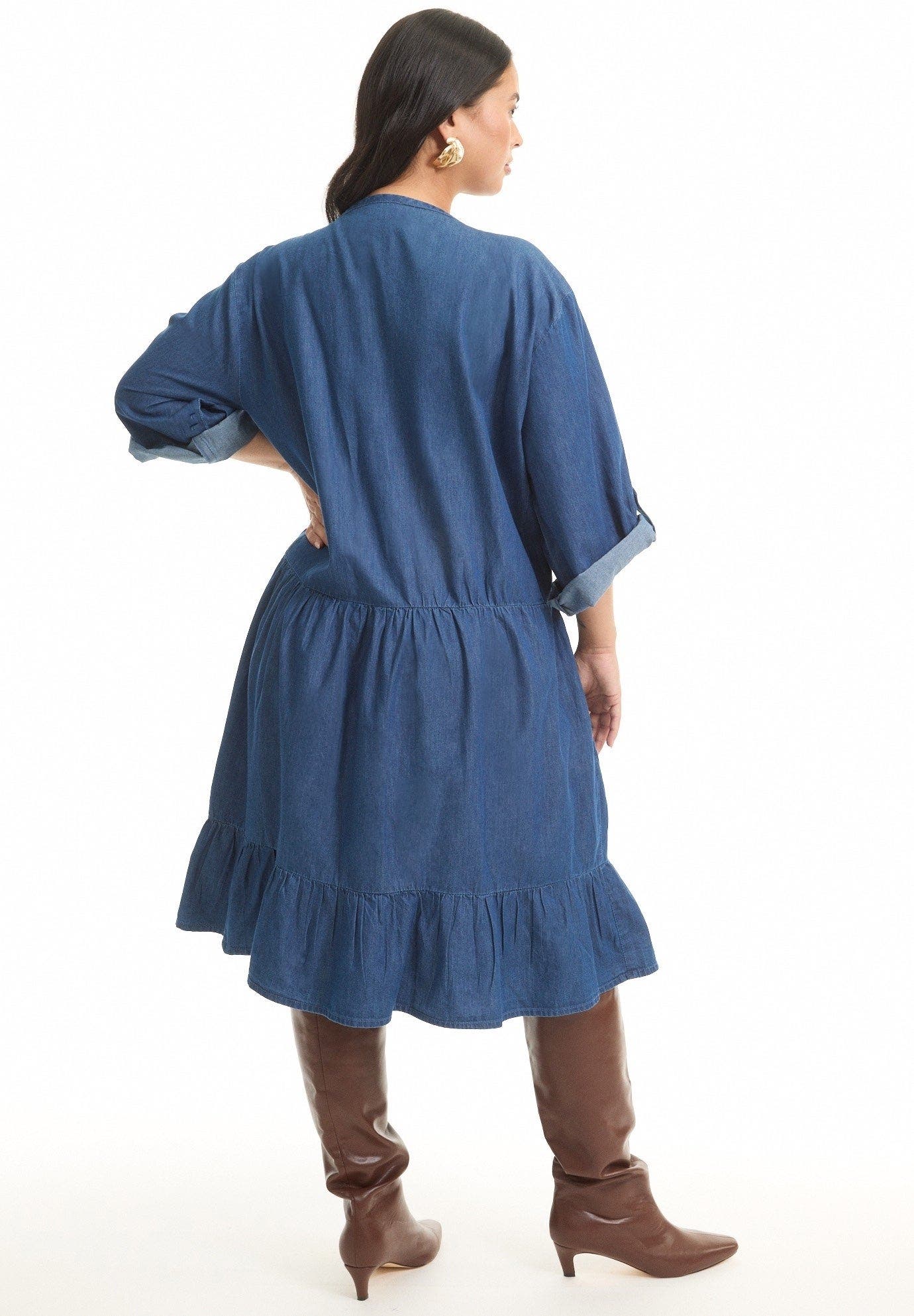 Ruffled Denim Dress - image 4