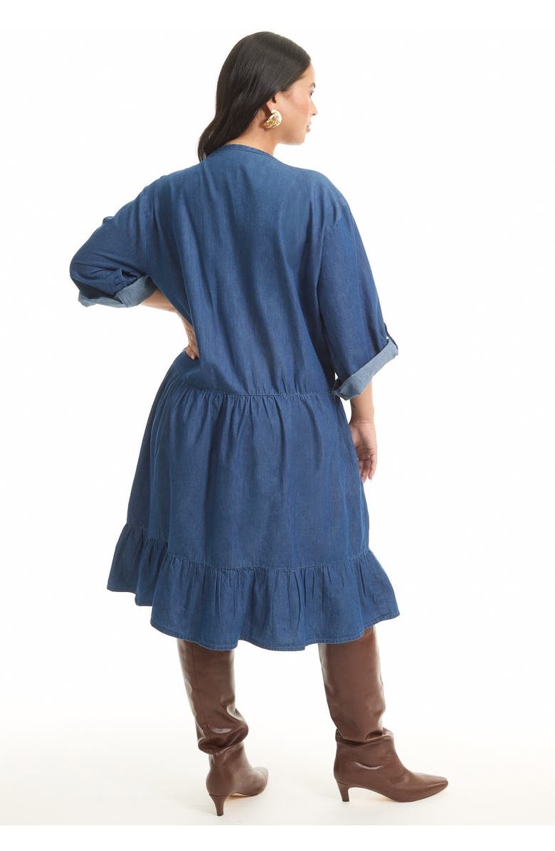 June + Vie Ruffled Denim Dress, Alternate, color, Dark Rinse