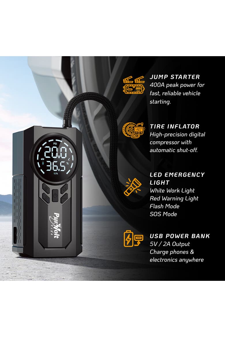 2-in-1 Car Jump Starter & Tire Inflator, Alternate, color, Black