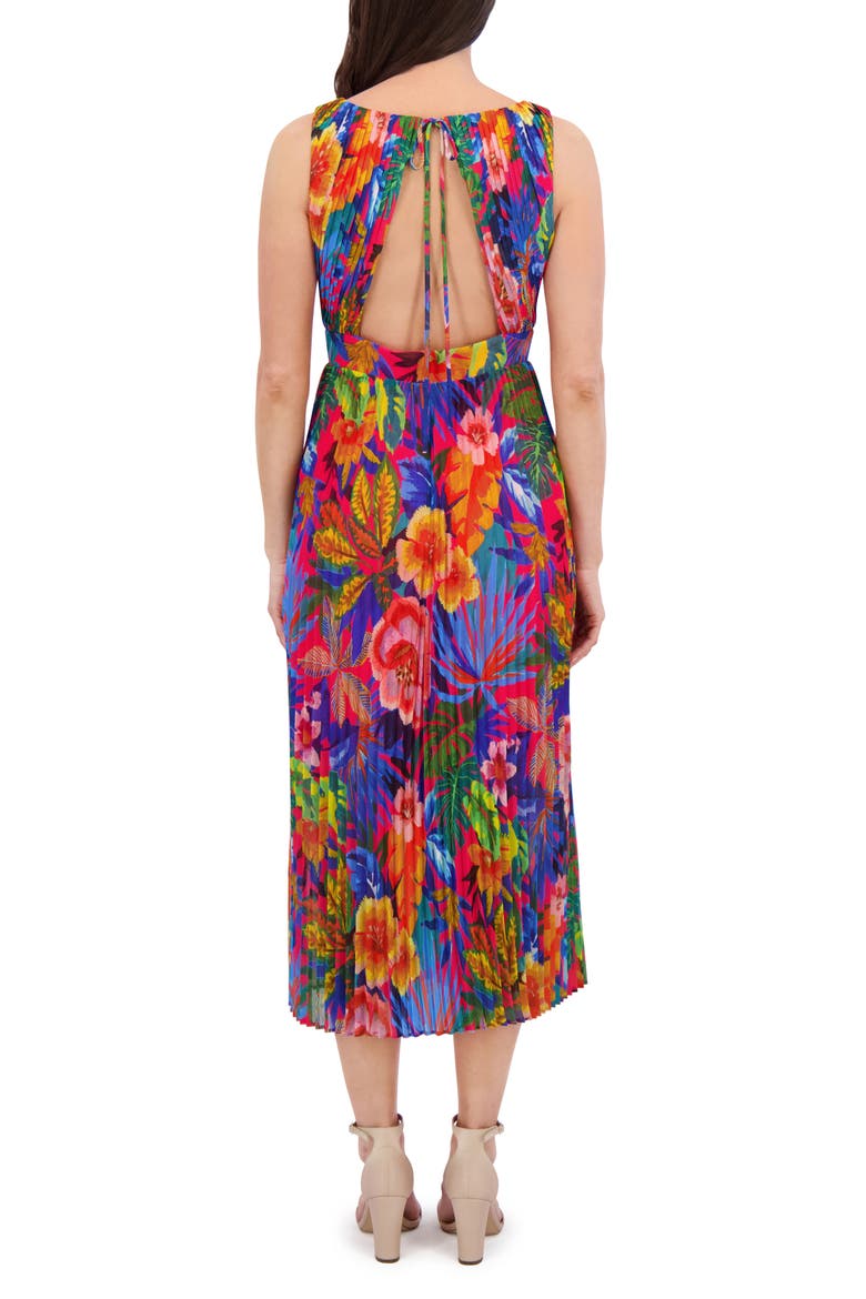 Printed Chiffon Midi Dress, Alternate, color, HOT PINK MULTI