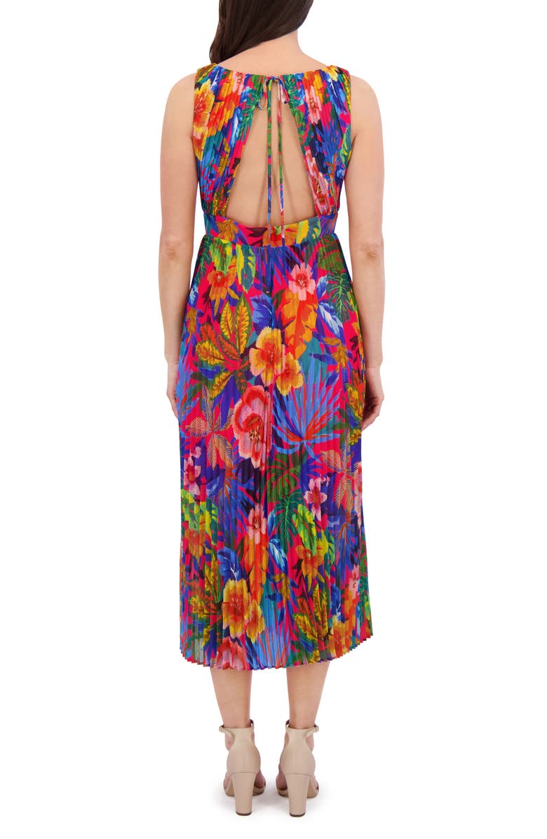 Siena Printed Chiffon Midi Dress, Alternate, color, Hot Pink Multi