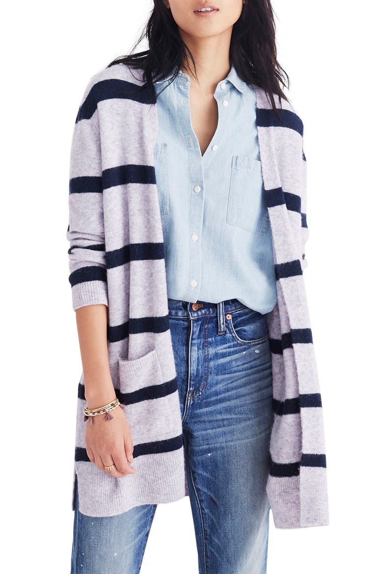 Kent Stripe Cardigan, Main, color, HEATHER AMETHYAST