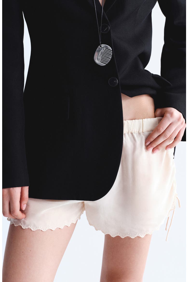 Embroidered Cinched Shorts, Alternate, color, ECRU