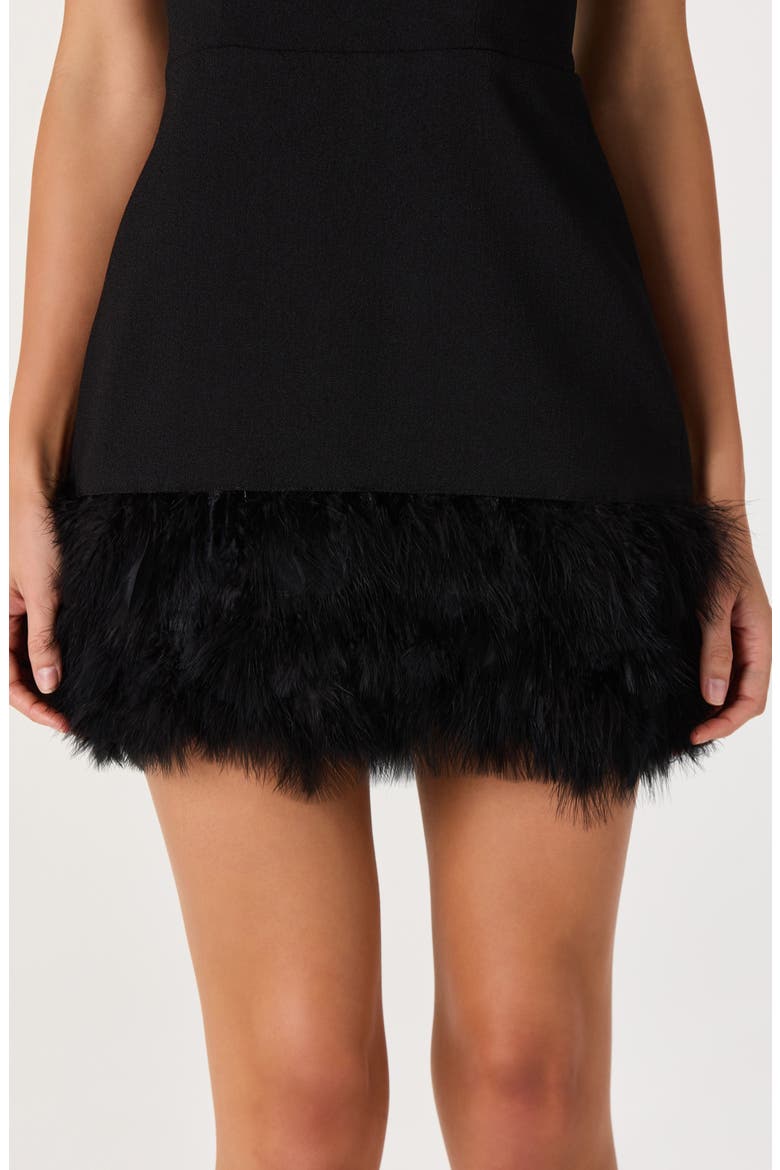Ebba Strapless Feather Hem Minidress, Alternate, color, BLACK
