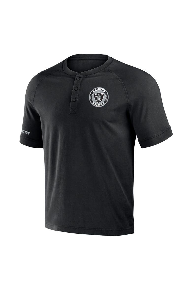 Men's NFL x Darius Rucker Collection by Fanatics Black Las Vegas Raiders Washed Raglan Henley T-Shirt, Alternate, color, Black