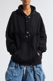 Collina Strada Soft Star Drawstring Ruched Cotton Hoodie
