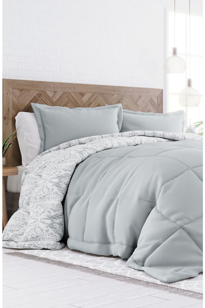 Premium Down Alternative English Countryside Reversible Comforter Set, Alternate, color, LIGHT GRAY