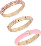 NORDSTROM RACK Set of 3 Crystal & Enamel Band Rings
