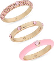 NORDSTROM RACK Set of 3 Crystal & Enamel Band Rings