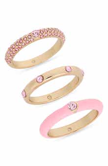 Set of 3 Crystal & Enamel Band Rings