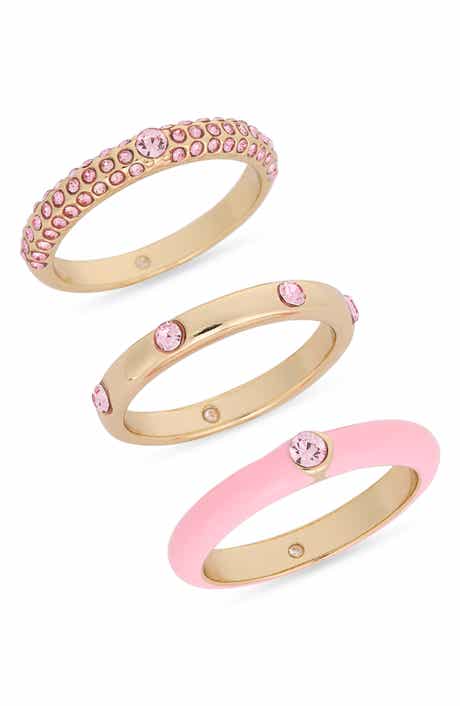 NORDSTROM RACK Set of 3 Crystal & Enamel Band Rings