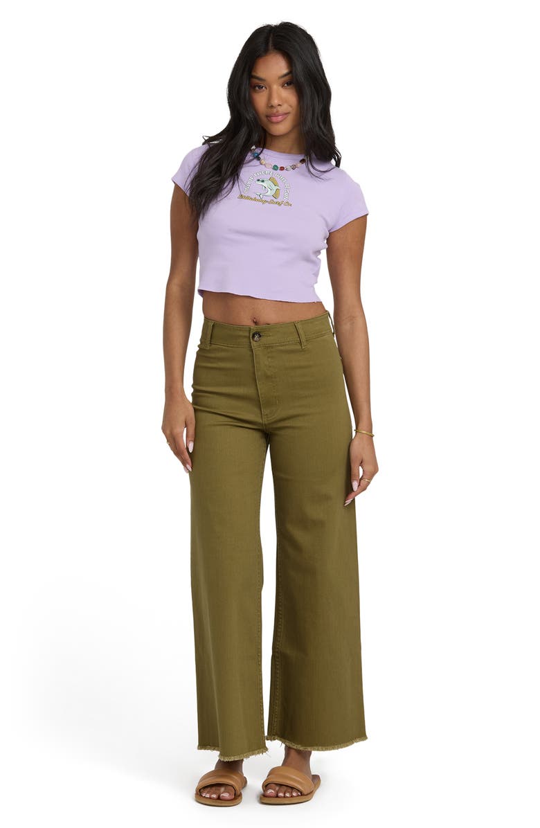 Billabong Free Fall Stretch Crop Wide Leg Pants, Alternate, color, Martini Olive