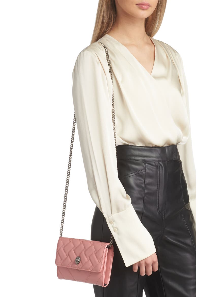 Kensington Quilted Leather Wallet on a Chain, Alternate, color, PINK