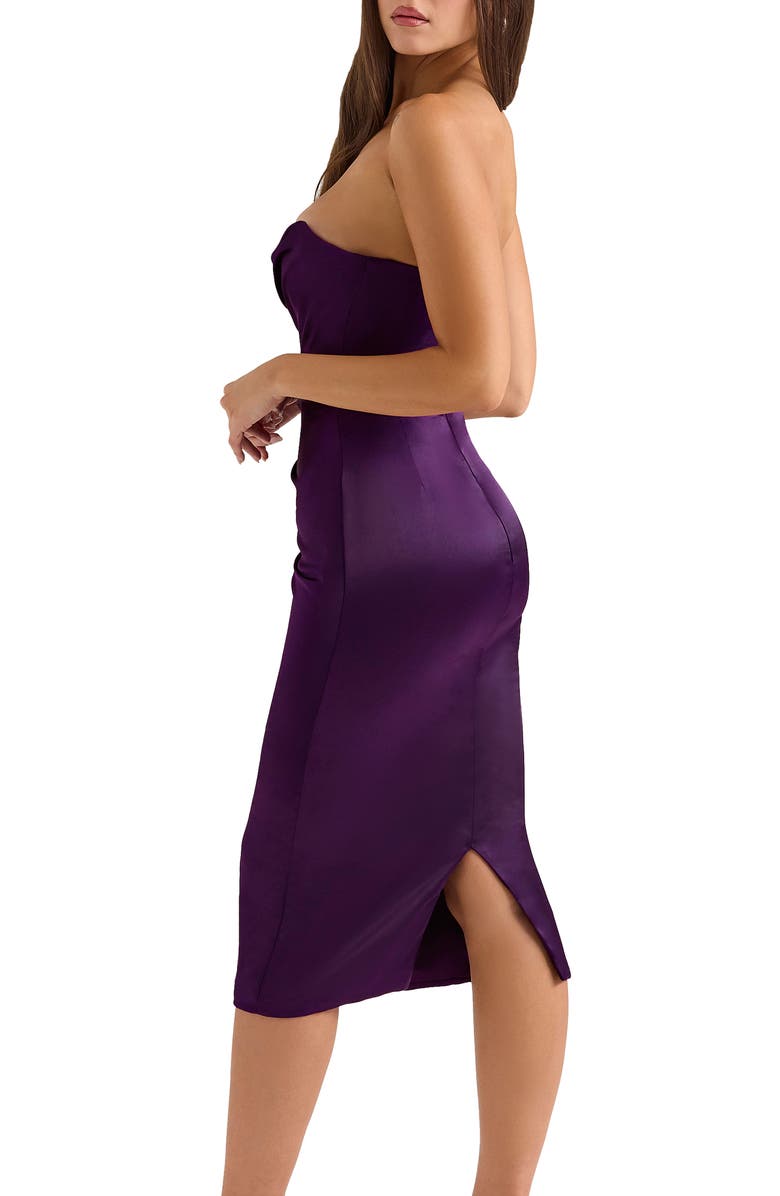 HOUSE OF CB Santana Strapless Satin Midi Dress, Alternate, color, Winter Bloom