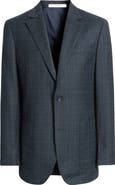 Nordstrom Dark Teal Plaid Virgin Wool Sport Coat